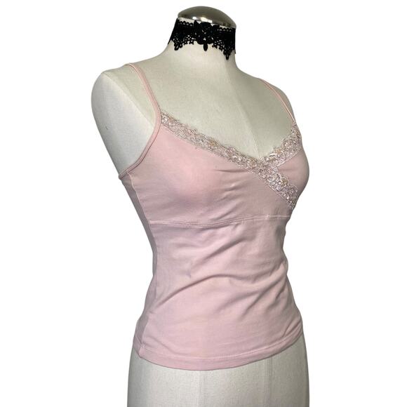 VTG Y2K GAP Coquette Baby Pink Sequin & Lace Cami - Picture 6 of 9